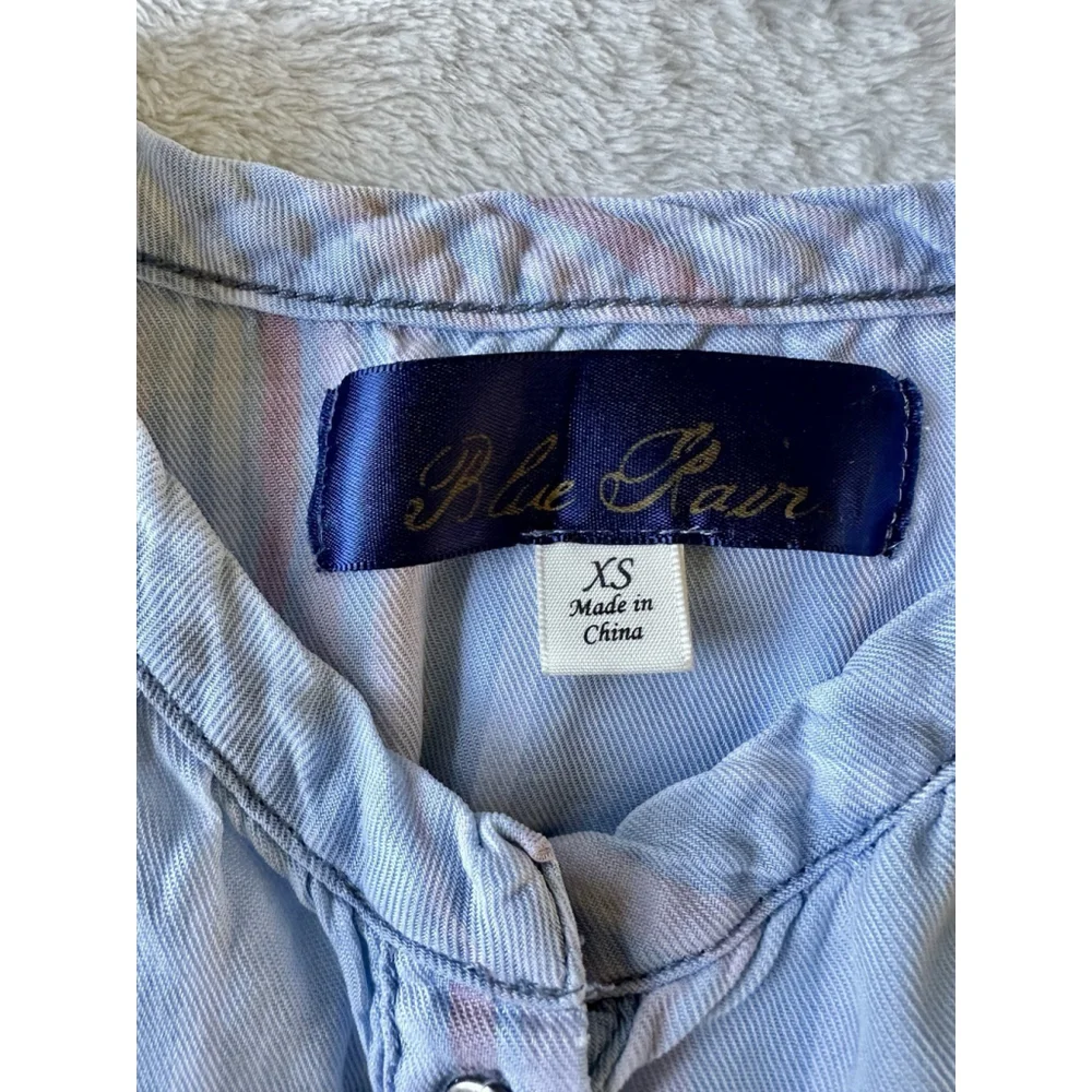 Purple Rain Striped Blouse With Fringe High/Low Hem Women's XS Button Up 90s - Picture 7 of 7